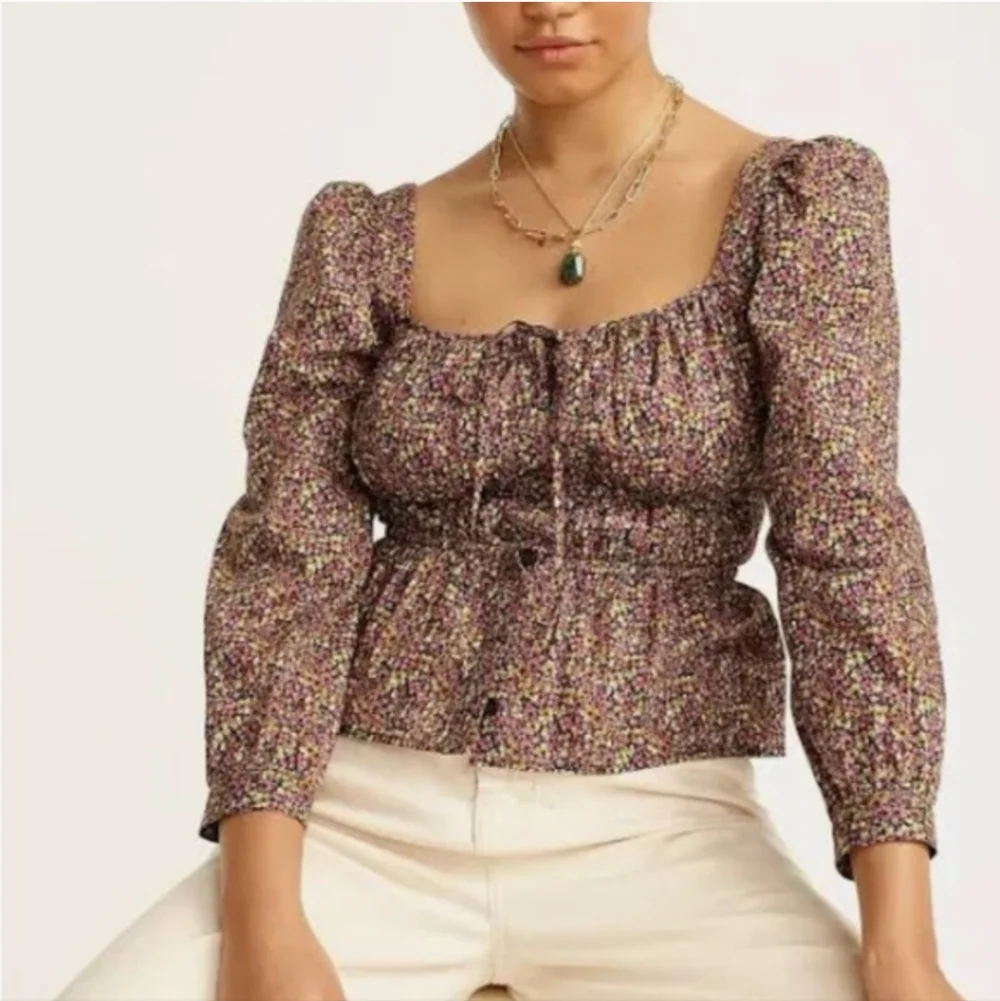 J. Crew Liberty‎ Fabric Smocked Top Busy Izzy Floral Square Neck NWTs size 0